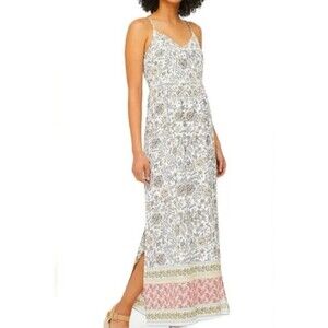 Ann Taylor LOFT Sleeveless Maxi Dress Black & Ivory & Pink Paisley Size 0 Petite